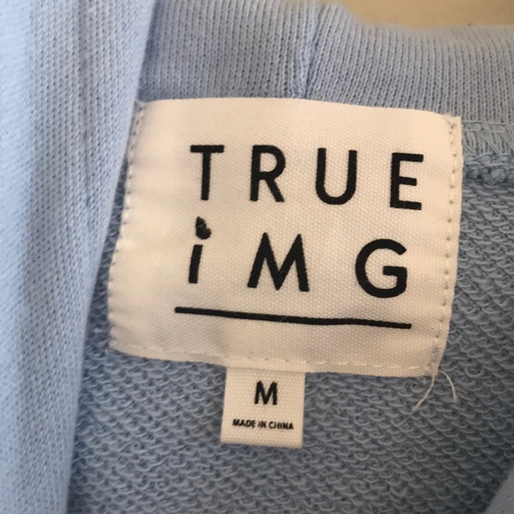 TRUE IMG size medium light blue hoodie - Picture 2 of 4